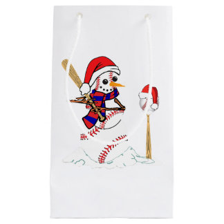 Baseball Weihnachtssnowman spielt Baseball Kleine Geschenktüte
