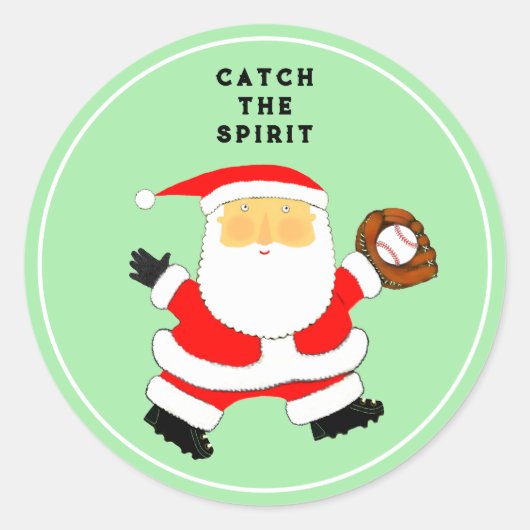Baseball Weihnachtssticker Runder Aufkleber (Vorderseite)