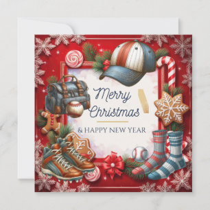 Baseball Weihnachtsthema  Feiertagskarte