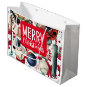 Baseball Weihnachtsthema für den Spieler Große Geschenktüte (Vorderseite Schrägansicht)