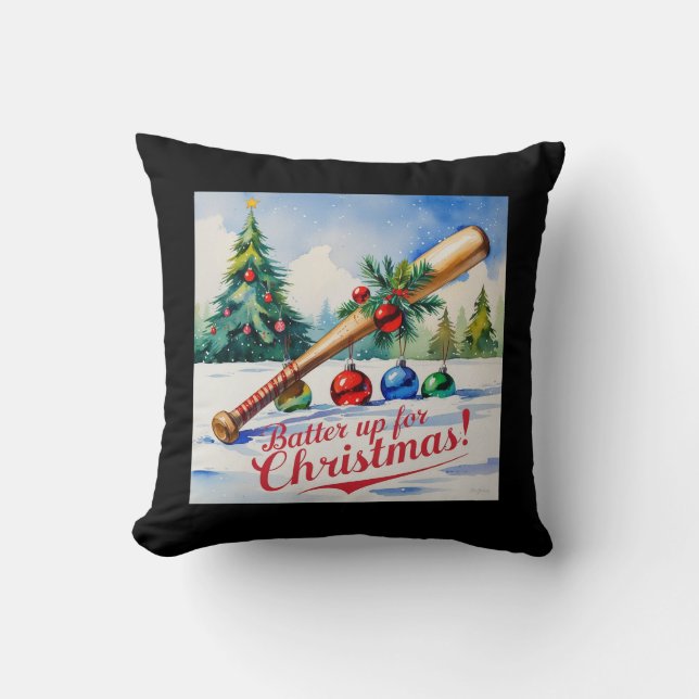 Baseball Weihnachtswirbel Kissen (Vorderseite)