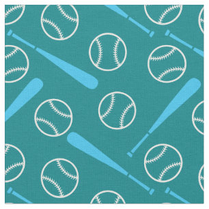 Baseball - weiß und blau auf dunkelgrün stoff