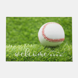 Baseball Welcome Zuhause ist auf grünem Gras  Fußmatte