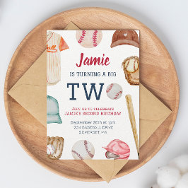 Baseball Wende Two Boy 2. Geburtstag Einladung
