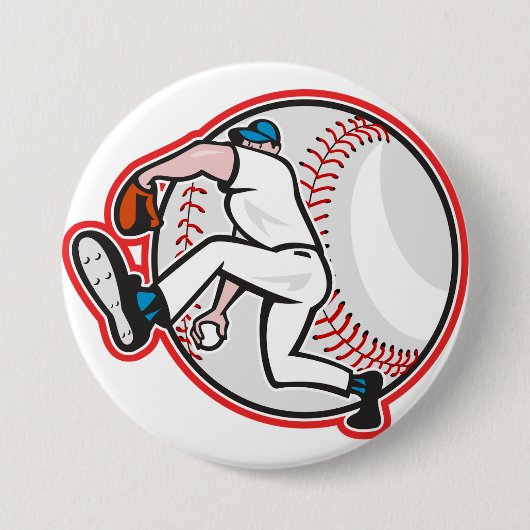 Baseball-Werfer-Knopf Button (Vorderseite)