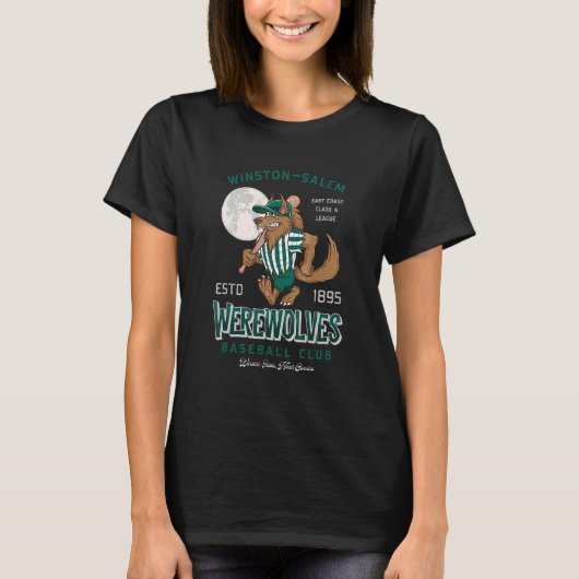 Baseball Werwolf Mond Halloween T-Shirt (Vorderseite)
