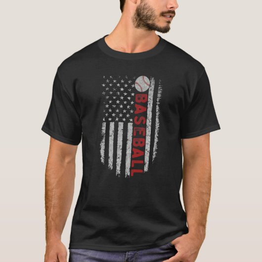 Baseball With US American Flag For Patriotic Baseb T-Shirt (Vorderseite)