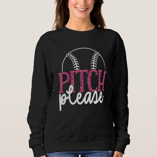 Baseball Womens Leopard Pattern Softball Baseball  Sweatshirt (Vorderseite)