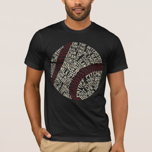 Baseball Word Art Typografie T-Shirt (Vorderseite)