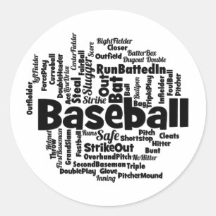 Baseball Word Cloud Runder Aufkleber