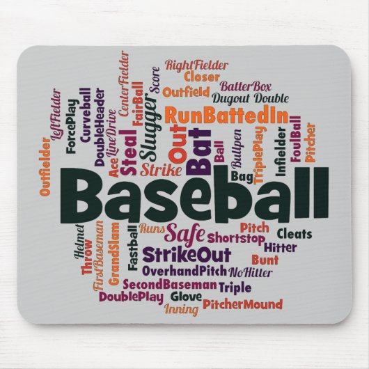 Baseball-Word-Wolke Mousepad (Vorne)