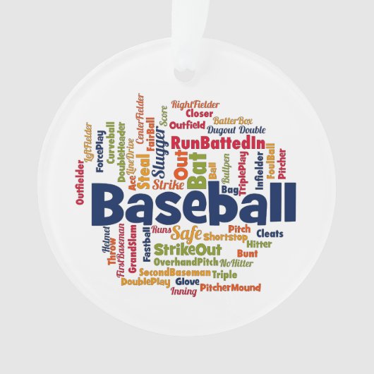 Baseball-Word-Wolke Ornament (Vorderseite)