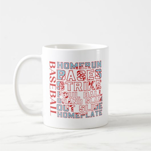 Baseball Words Coffee Tasse (Links)