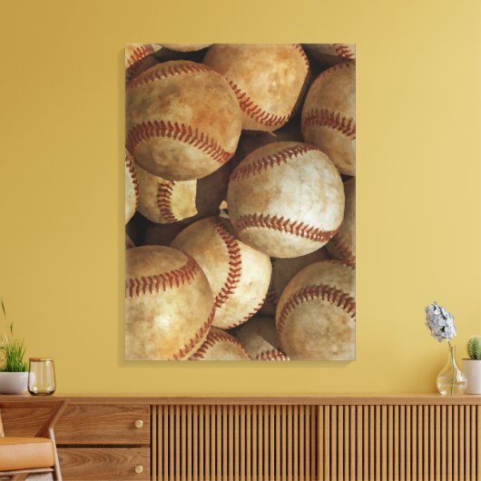 Baseball Wrapped Canvas Leinwanddruck (Insitu (Wohnzimmer))