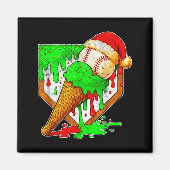 Baseball Xmas Christmas Baseball Ice Cream Drip Bo Magnet (Vorne)