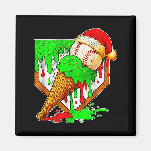 Baseball Xmas Christmas Baseball Ice Cream Drip Bo Magnet (Vorne)