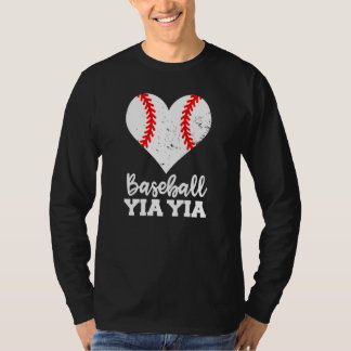 Baseball Yia Yia Baseball Heart Grandma YiaYia T-Shirt