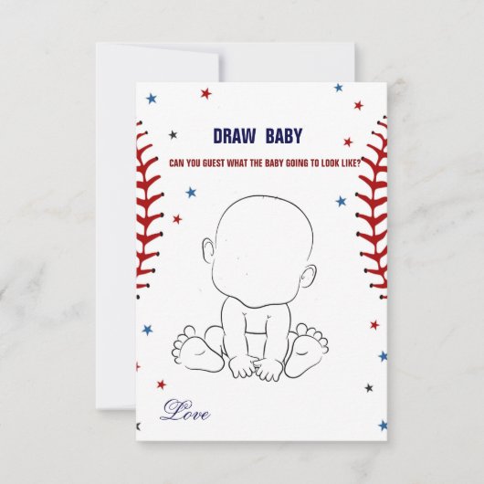Baseball Zeichnete Baby-Dusche-Spielkarte Einladung (Vorderseite)