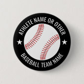Baseball Zeichnete mit Team und Athletin Name mode Button (Vorderseite)