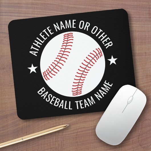 Baseball Zeichnete mit Team und Athletin Name mode Mousepad