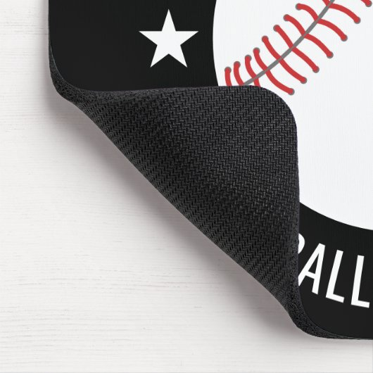 Baseball Zeichnete mit Team und Athletin Name mode Mousepad (Ecke)