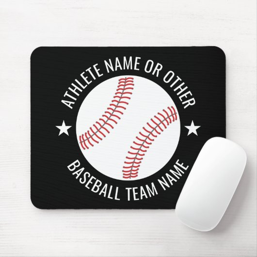 Baseball Zeichnete mit Team und Athletin Name mode Mousepad (Mit Mouse)