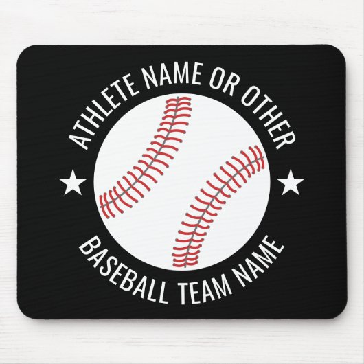 Baseball Zeichnete mit Team und Athletin Name mode Mousepad (Vorne)
