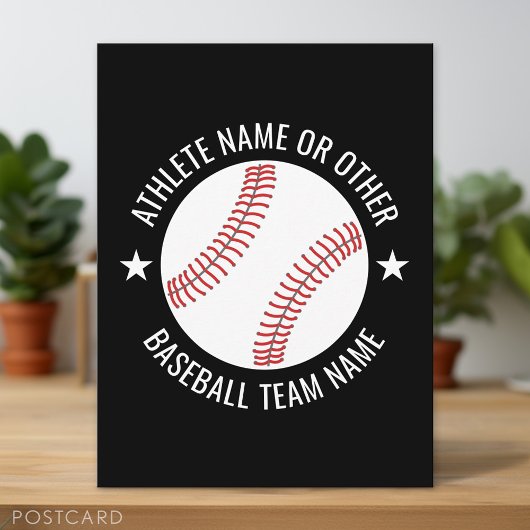 Baseball Zeichnete mit Team und Athletin Name mode Postkarte
