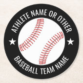 Baseball Zeichnete mit Team und Athletin Name mode Runder Pappuntersetzer (Vorderseite)