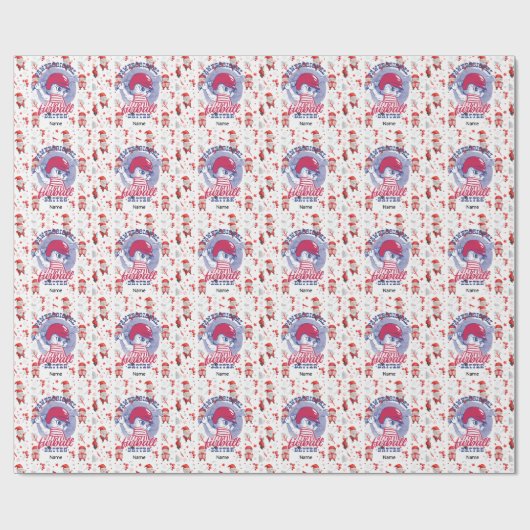 Baseball zu Weihnachten mit dem Weihnachtsmann Geschenkpapier (Flach)