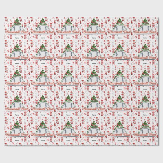 Baseball zu Weihnachten mit dem Weihnachtsmann Geschenkpapier (Flach)