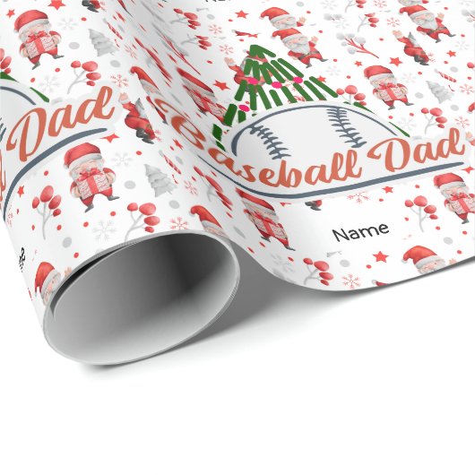 Baseball zu Weihnachten mit dem Weihnachtsmann Geschenkpapier (Rolleneckpunkt)