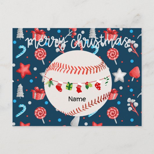 Baseball zu Weihnachten mit Namen (Vorderseite)