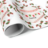 Baseball zu Weihnachten mit Namen für Kinder Geschenkpapier (Rolleneckpunkt)