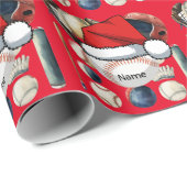 Baseball zu Weihnachten mit Namen für Kinder Geschenkpapier (Rolleneckpunkt)