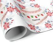 Baseball zu Weihnachten mit Namen für Kinder Geschenkpapier (Rolleneckpunkt)