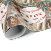 Baseball zu Weihnachten mit Namen für Kinder Geschenkpapier (Rolleneckpunkt)