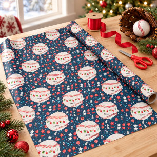 Baseball zu Weihnachten mit Namen für Kinder Geschenkpapier