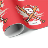 Baseball zu Weihnachten mit Weihnachtsmannmütze Geschenkpapier (Rolleneckpunkt)