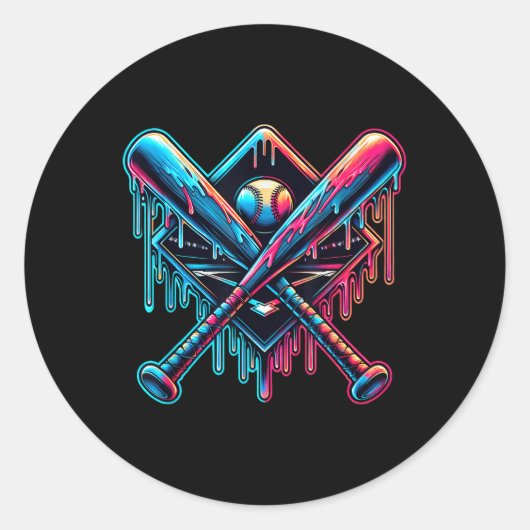 Baseball Zuhause Plate Tropfen Baseball Tropfen Ba Runder Aufkleber (Vorderseite)