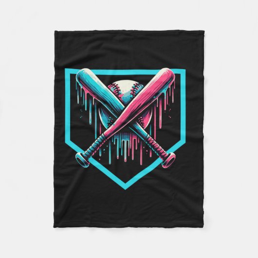 Baseball Zuhause Plate Tropfen Boys Baseball Bat Fleecedecke (Vorderseite)