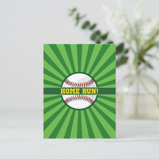 Baseball-Zuhause-Run Postkarte (Stehend Vorderseite)