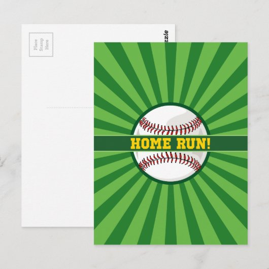 Baseball-Zuhause-Run Postkarte (Vorne/Hinten)