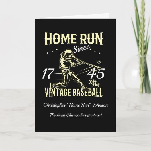 Baseball Zuhause Run Retro Birthday Karte (Vorderseite)