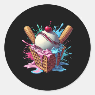 Baseball Zuhause Tafel Eiscreme Tropfen Spaß Sport Runder Aufkleber