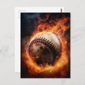 Baseball zum Feuer Postkarte (Vorne/Hinten)