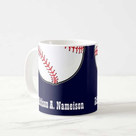 Baseball zum Thema "Navy Blue Name Sports" Kaffeetasse (Vorderseite Links)