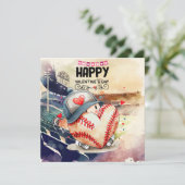Baseball zum Valentinstag mit Herzen Feiertagskarte (Stehend Vorderseite)