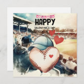 Baseball zum Valentinstag mit Herzen Feiertagskarte (Vorne/Hinten)