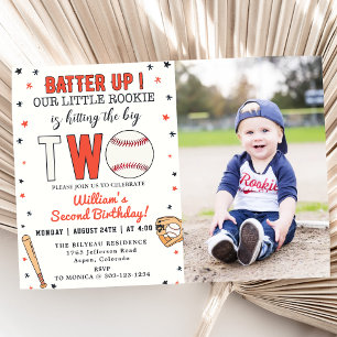 Baseball Zweite Geburtstagsparty Batup Einladung